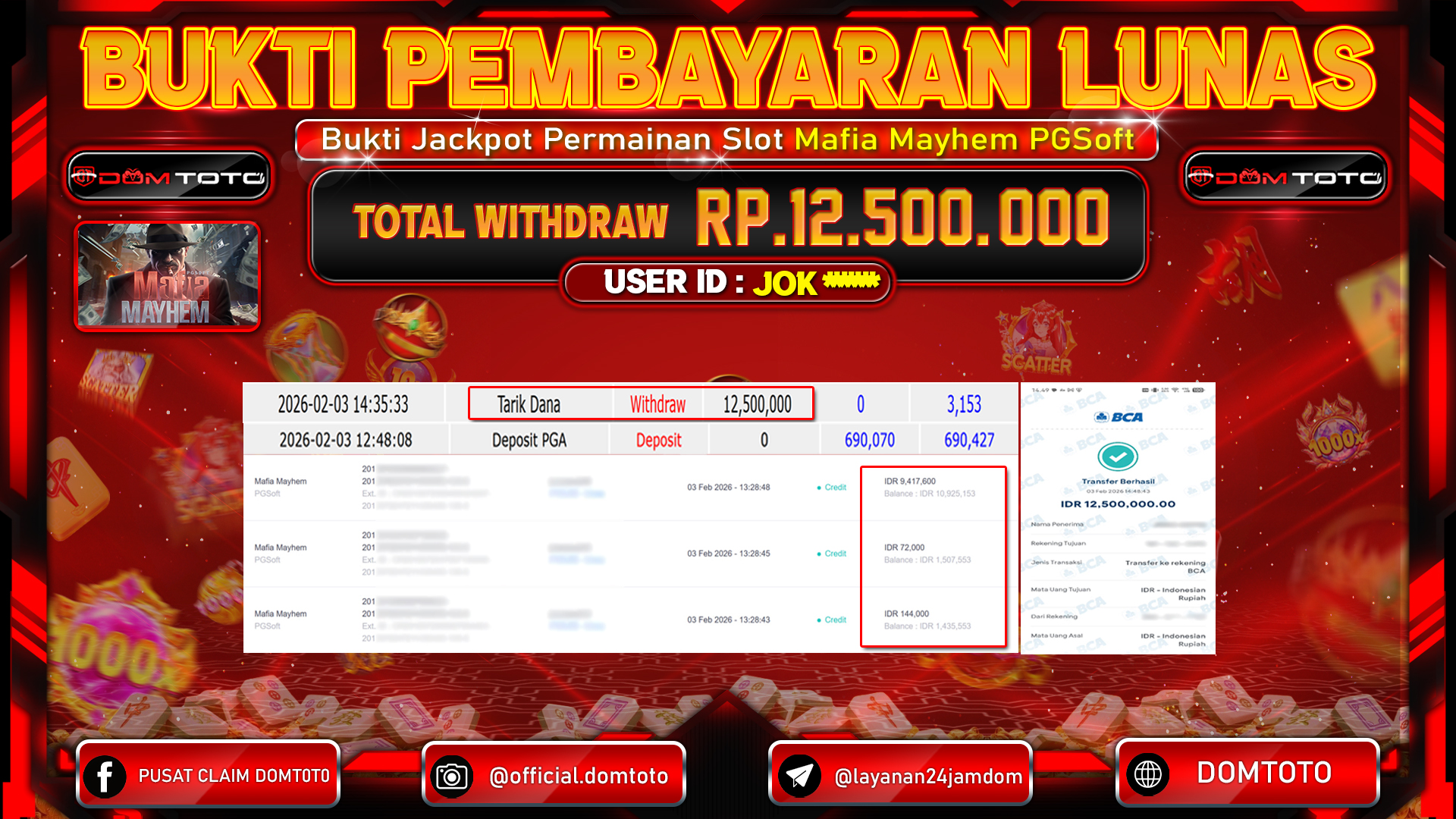 JACKPOT SLOT Mafia Mayhem PGSoft 03 FEBRUARI 2026